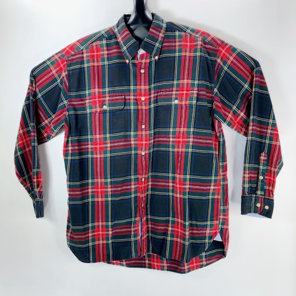 Tommy Hilfiger Mens LS Shirt Large Striped Button